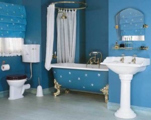Banheiro Azul e Branco